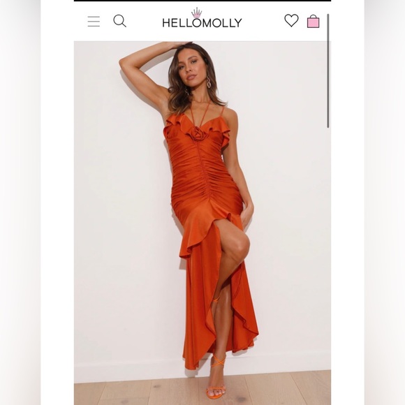 Hello Molly All Love Midi Dress Orange - Picture 1 of 10